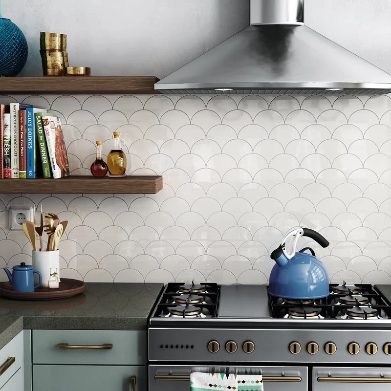 Carreau Blanc Brillant 10.6x12cm SCALE FAN WHITE 21968 - 0.37m² – Image 2