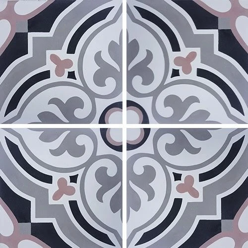 Carreau De Ciment Arabesque Rose 20x20 Cm Ref7670-2 - 0.48m²