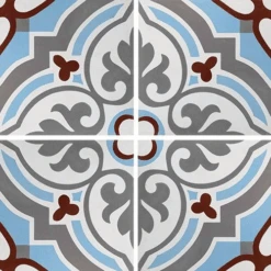 Carreau De Ciment Arabesque Turquoise 20x20 Cm Ref7670-1 - 0.48m²