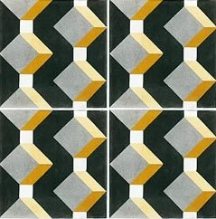 Carreau De Ciment Cube Jaune Gris Noir Géométrique 20x20 Cm Ref1170-1 - 0.48m²