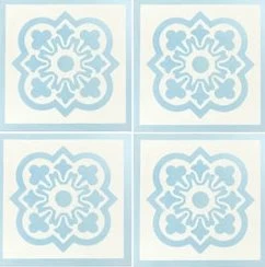Carreau De Ciment Décor Bleu Clair Et Blanc 20x20 Cm Ref7370-1 - 0.48m²