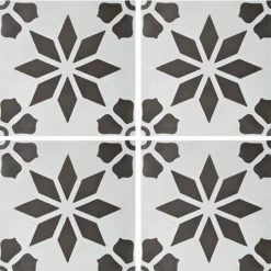 Carreau De Ciment Décor étoile Fleur Grise 20x20 Cm Ref7190-1 - 0.48m²