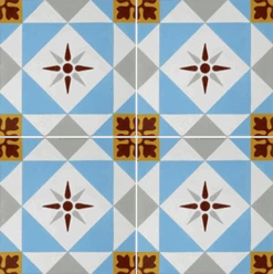 Carreau De Ciment Décor étoile Multicolor 20x20 Cm Ref7600-2 - 0.48m²
