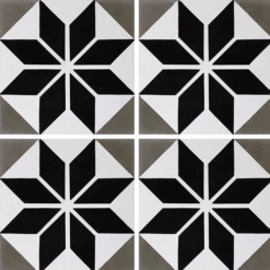 Carreau De Ciment Décor étoile Noire 20x20 Cm Ref7070-2 - 0.48m²