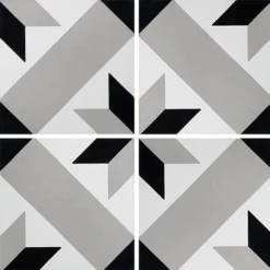 Carreau De Ciment Décor Géométrique Gris 20x20 Cm Ref1150-7 - 0.48m²