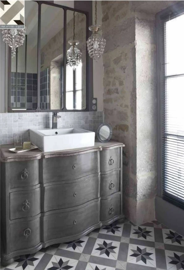 Carreau De Ciment Décor Géométrique Gris Taupe 20x20 Cm Ref1150-5 - 0.48m² – Image 2