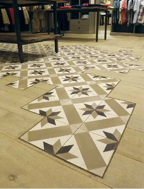 Carreau De Ciment Décor Géométrique Gris Taupe 20x20 Cm Ref1150-5 - 0.48m² – Image 3