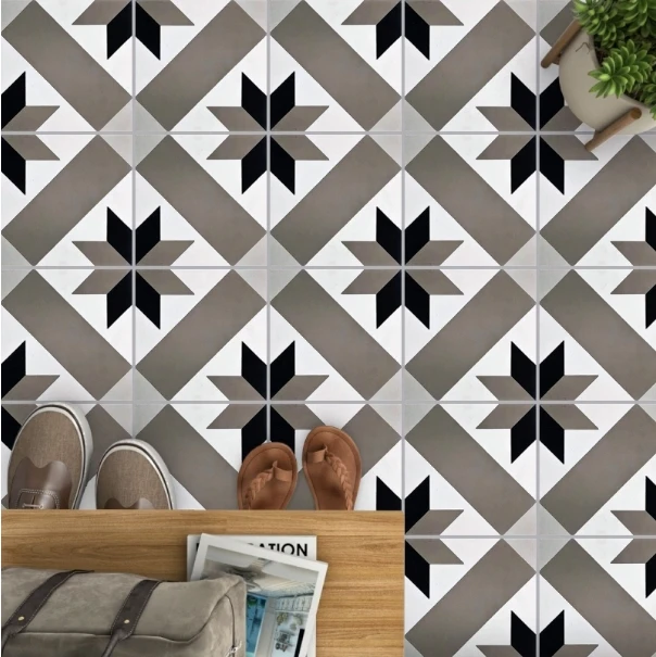 Carreau De Ciment Décor Géométrique Gris Taupe 20x20 Cm Ref1150-5 - 0.48m² – Image 6