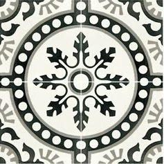 Carreau De Ciment Décor Rosace Noire 20x20 Cm Ref7620-1 - 0.48m²