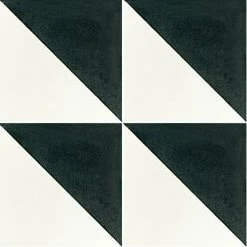 Carreau De Ciment Triangle Noir Et Blanc 20x20 Cm Ref350-1 - 0.48m²