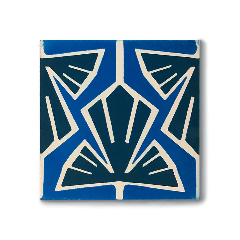 Carreaux De Ciment Véritable PALMIER BLEU MARINE Cygne - 20X20 - 0,56 M² – Image 2