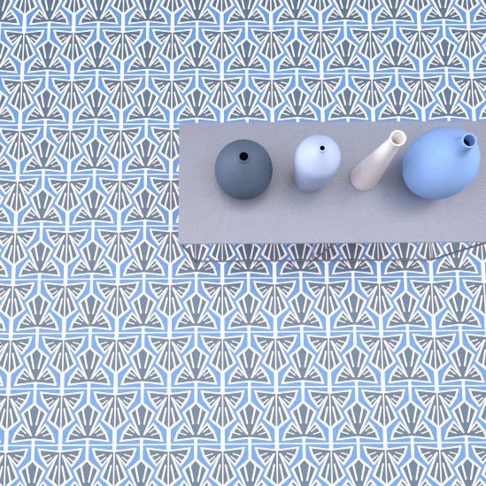 Carreaux De Ciment Véritable PALMIER BLEU MARINE Cygne - 20X20 - 0,56 M²