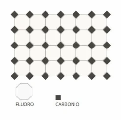 Carrelage 10x10 Mat Octogone Blanc Fluoro Avec Cabochons - 1m²