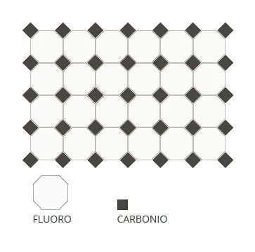 Carrelage 10x10 Mat Octogone Blanc Fluoro Avec Cabochons - 1m²