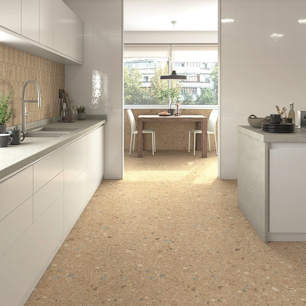 Carrelage Aspect Terrazzo Rectifié JACEE MOSTAZA 59,3X59,3- 1,406 M² – Image 2