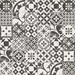Carrelage En Patchwork Motif Ancien 20x20 Cm Berkane Negro - 1m²