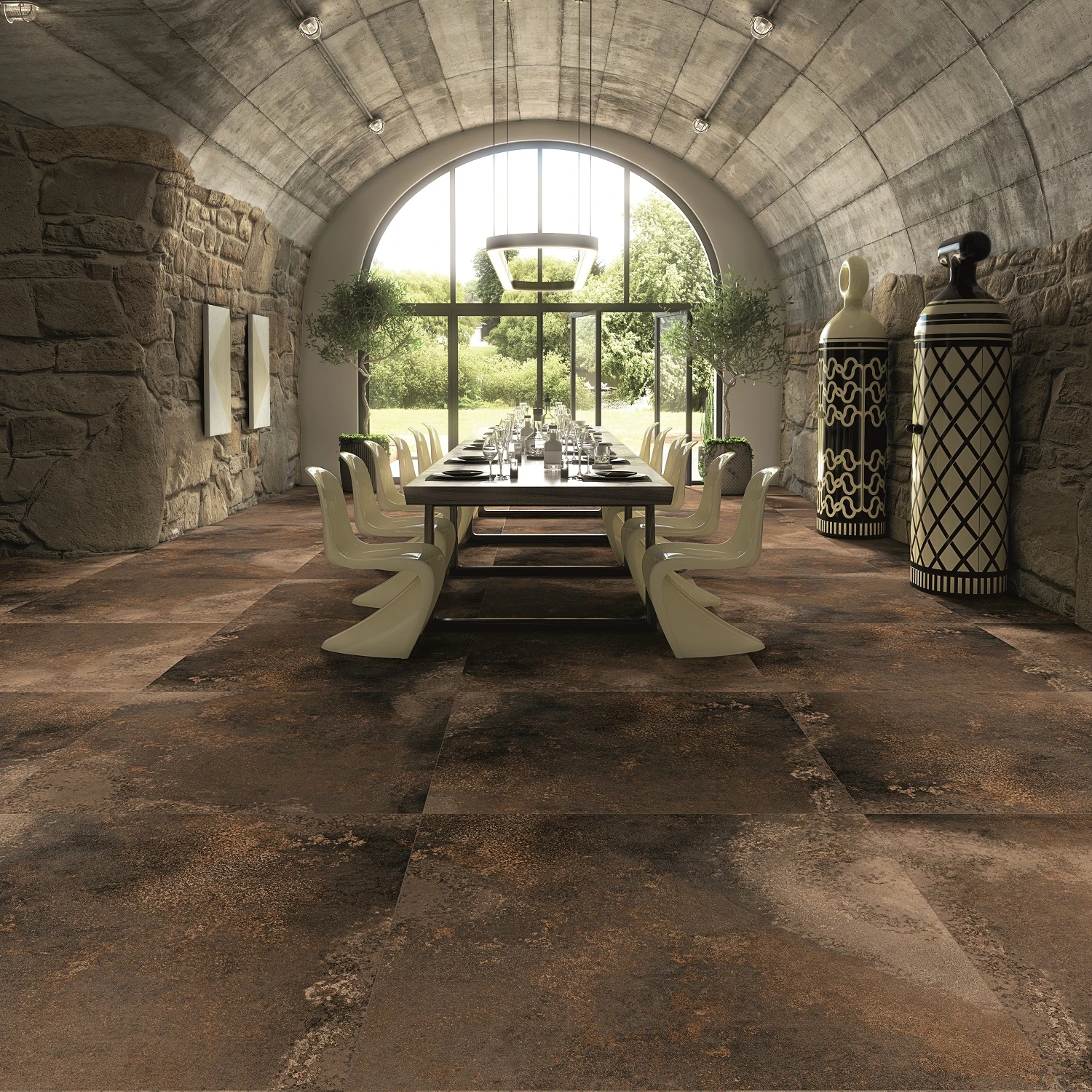 Carrelage Grès Cérame rectifié Aspect Pierre YASSA CALDERA 117,5X117,5 cm - 1,38 m² – Image 2