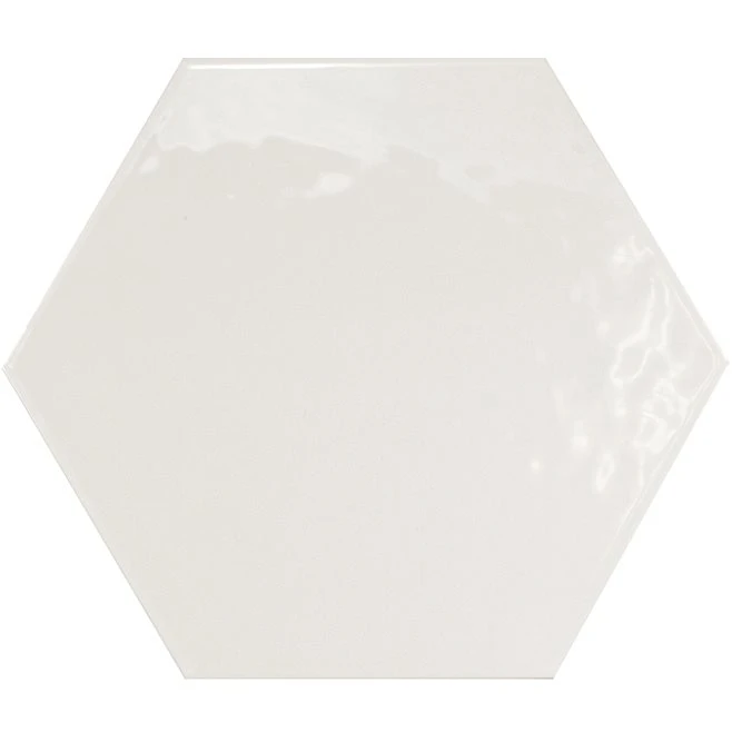 Carrelage Hexagonal 17.5x20 Tomette Design HEXATILE BLANC Brillant 20519 0.71m²