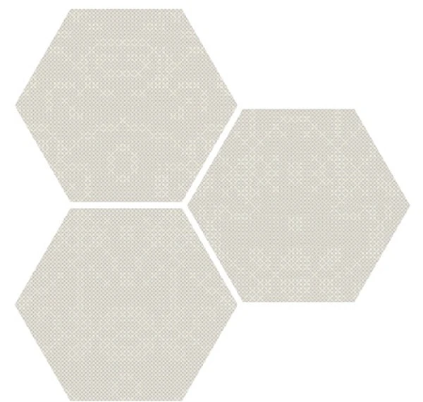 Carrelage Hexagonal Décoré Style Rétro PUNTO CROCE WHITE 25x30 - 0.935m²