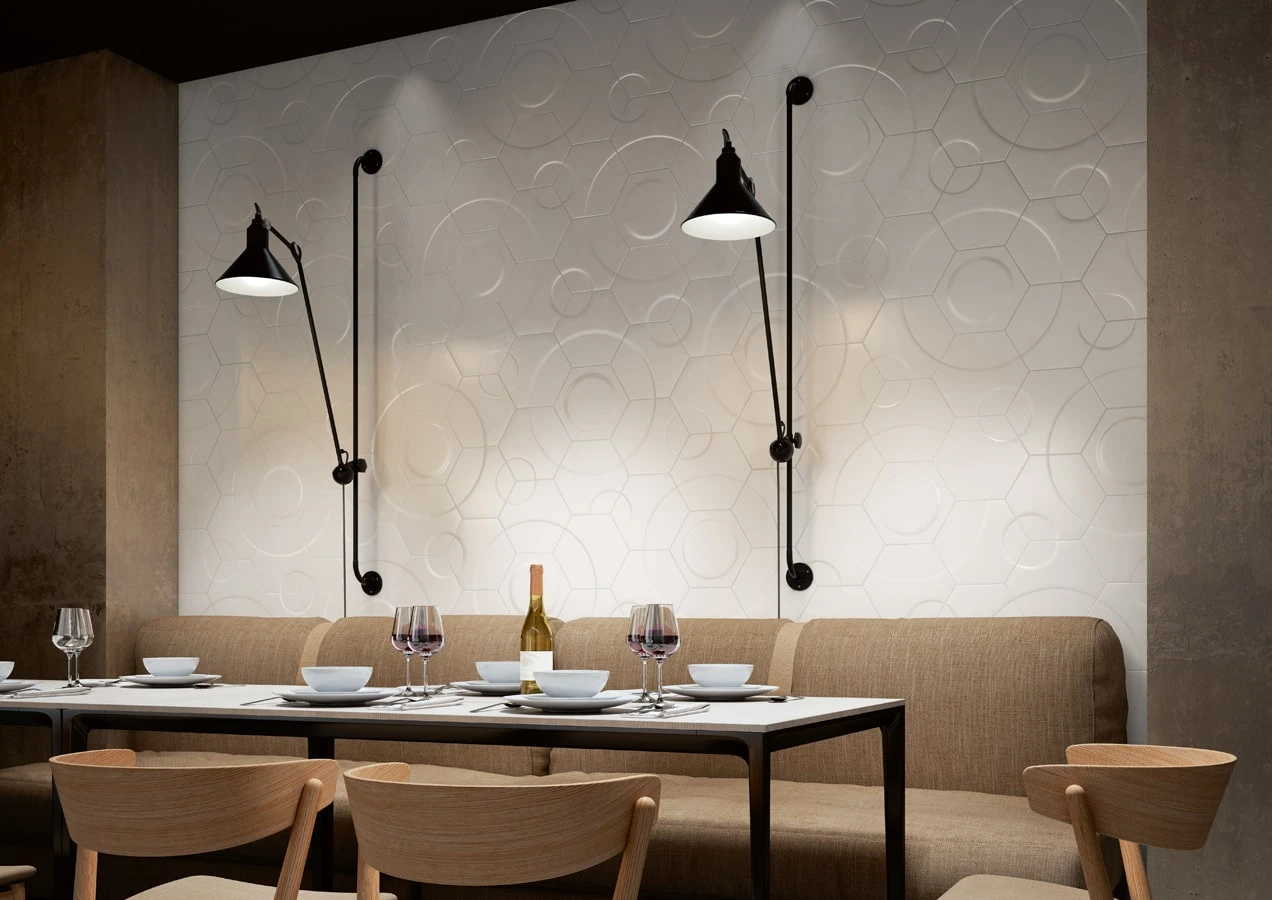 Carrelage Hexagonal Décors Ronds INTUITION WHITE WAVES 25x30 Cm - 0.935m² – Image 2