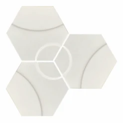 Carrelage Hexagonal Décors Ronds INTUITION WHITE WAVES 25x30 Cm - 0.935m²