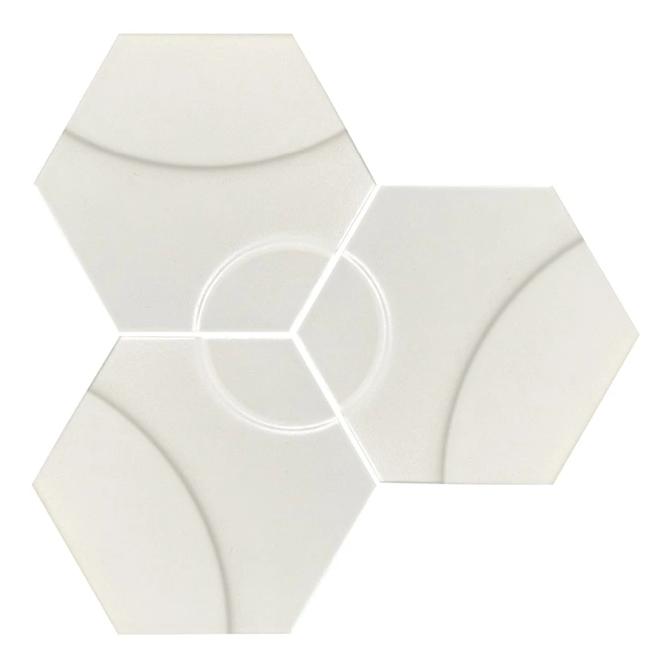 Carrelage Hexagonal Décors Ronds INTUITION WHITE WAVES 25x30 Cm - 0.935m²