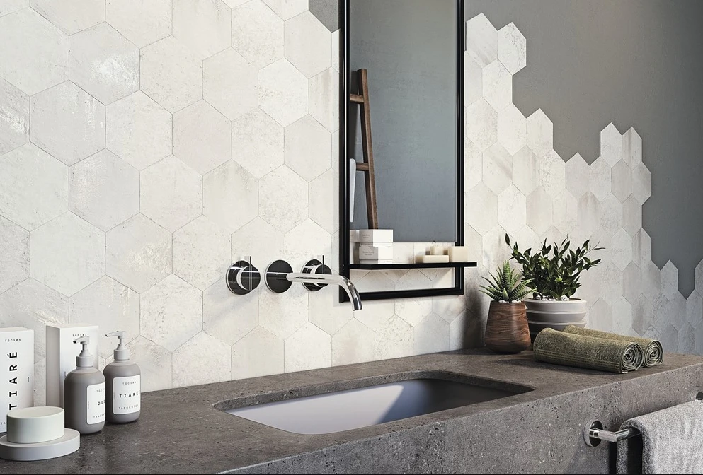 Carrelage Hexagonal Effet Industriel RUST WHITE NAT 25x30 Cm - 0.935m² – Image 3