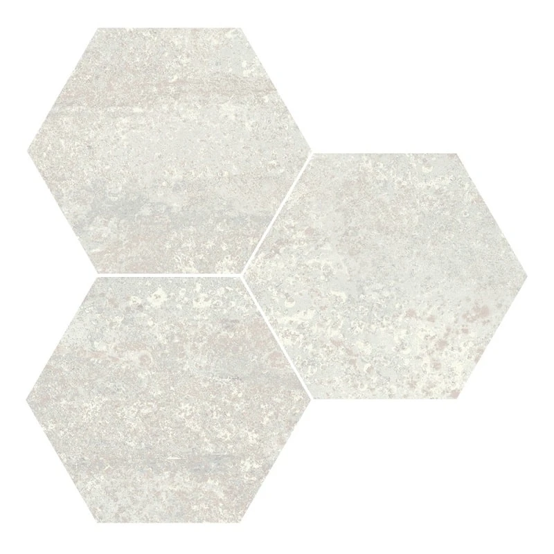 Carrelage Hexagonal Effet Industriel RUST WHITE NAT 25x30 Cm - 0.935m²