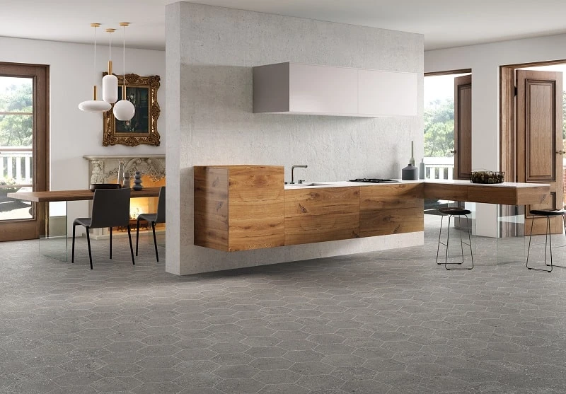 Carrelage Hexagonal Effet Terrazzo WIND MOSS NAT - 25x30 Cm - R10 - 0.935m² – Image 2