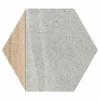 Carrelage Hexagonal Tomette Effet Pierre Bois 23x26.6cm HEXAGONO LIGARD Gris- 0.504m²