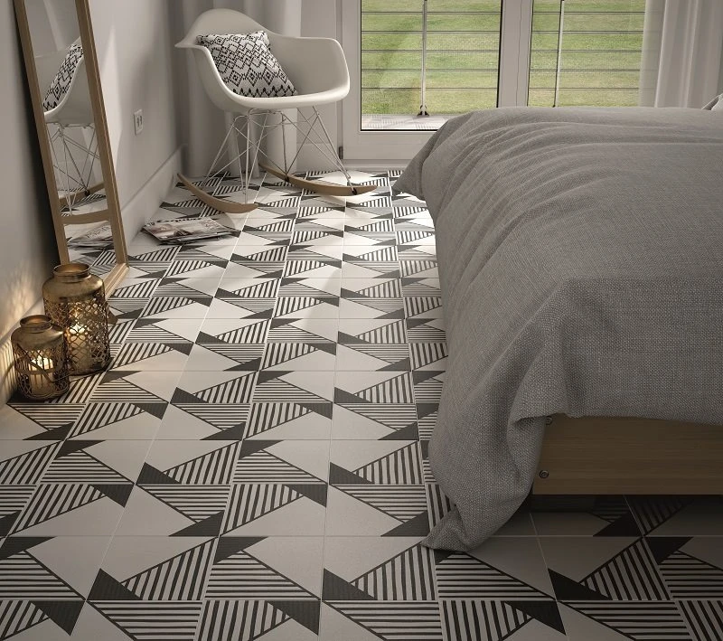 Carrelage Imitation Ciment 20x20 Cm CAPRICE DECO ORIGAMI B&W 22127- 1m² – Image 2