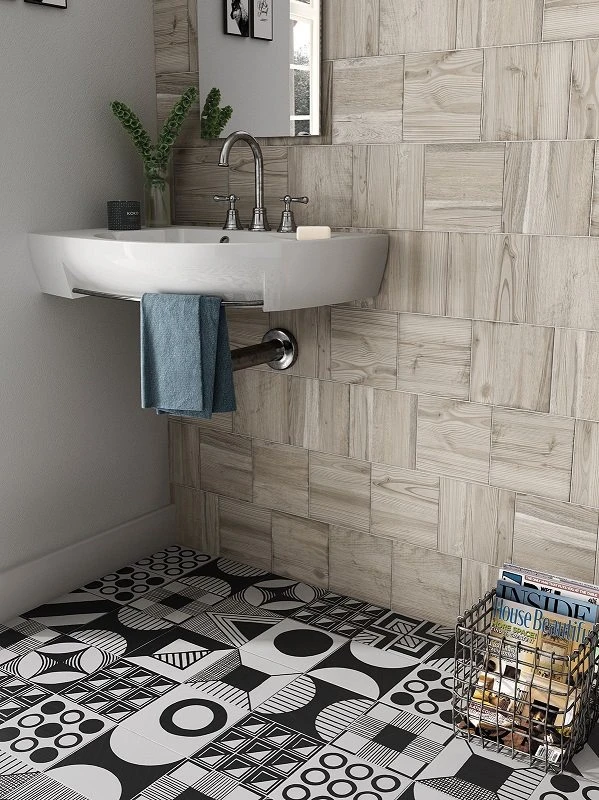 Carrelage Imitation Ciment 20x20cm CAPRICE DECO PATCHWORK B&W 22105 - 1m² – Image 3