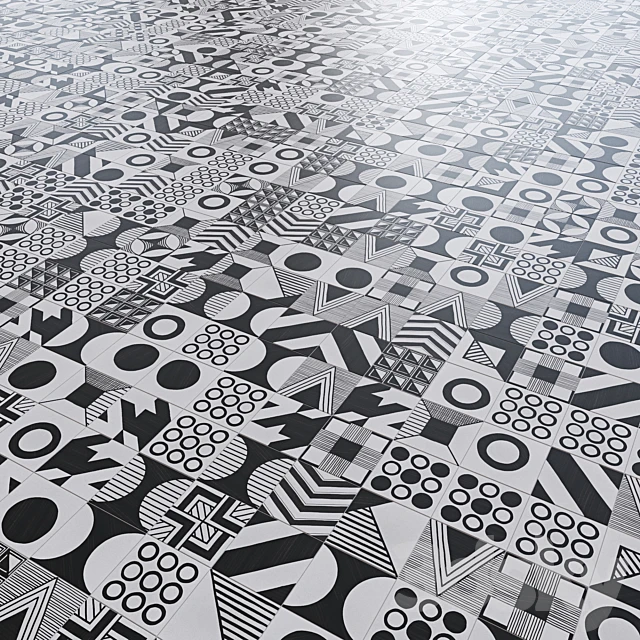 Carrelage Imitation Ciment 20x20cm CAPRICE DECO PATCHWORK B&W 22105 - 1m² – Image 4