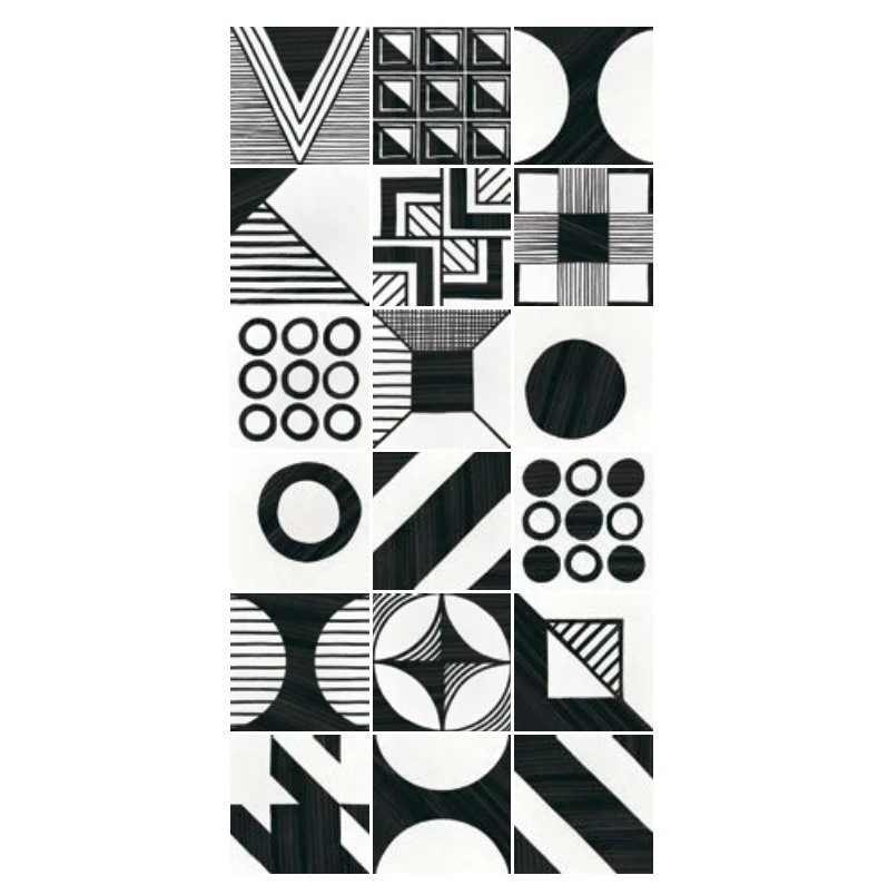 Carrelage Imitation Ciment 20x20cm CAPRICE DECO PATCHWORK B&W 22105 - 1m² – Image 5