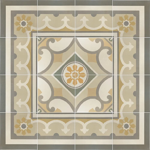 Carrelage Imitation Ciment Rosace CAPRICE BURGUNDY ANGLE 20929 - 20x20 Cm - 1 Unité – Image 3