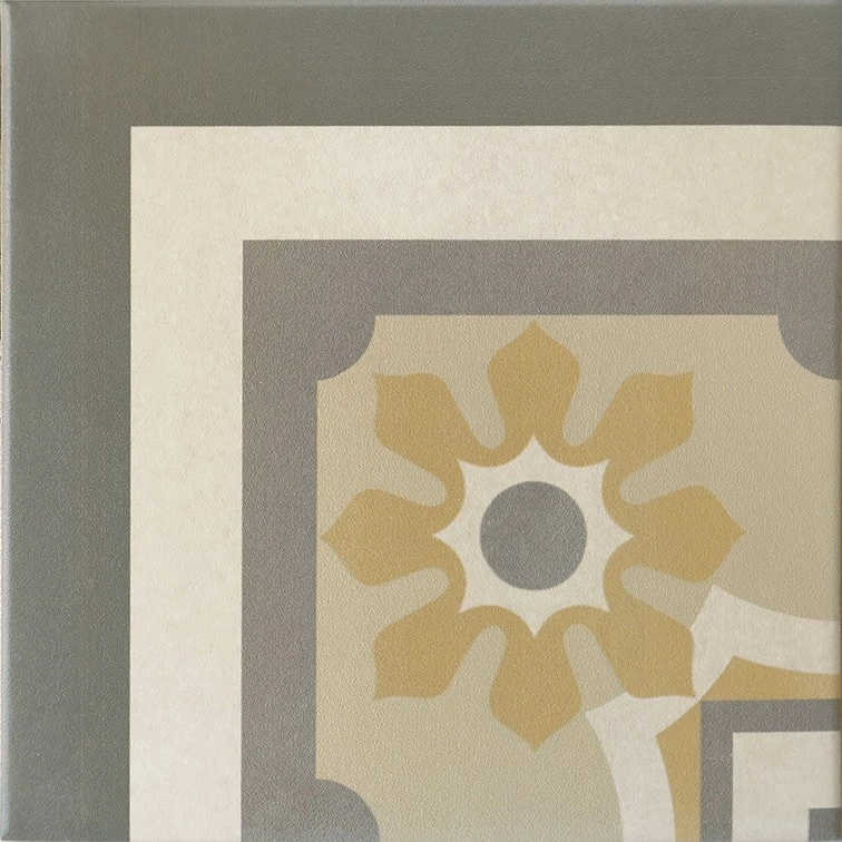 Carrelage Imitation Ciment Rosace CAPRICE BURGUNDY ANGLE 20929 - 20x20 Cm - 1 Unité