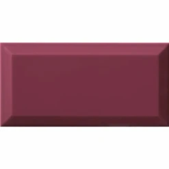 Carrelage Métro Biseauté Malva Amarante Brillant 10x20 Cm - 1m²