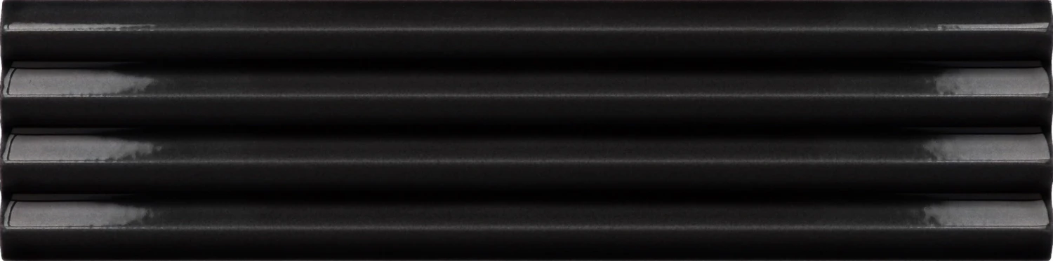 Carrelage Mural Uni Et Coloré à Relief CALO PRAIA BLACK - 5X20 - 0,38 M²