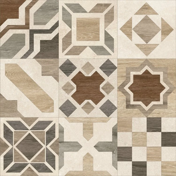 Carrelage Parquet à Motif Ciment Rect. PHUKET MIX IVORY R10 60x60 Cm - 1.08m²