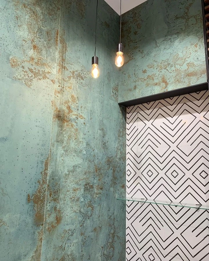 Carrelage Rectifié Effet Métal ZINC GREEN 59.55x119.3 Cm - 1.421m² – Image 4