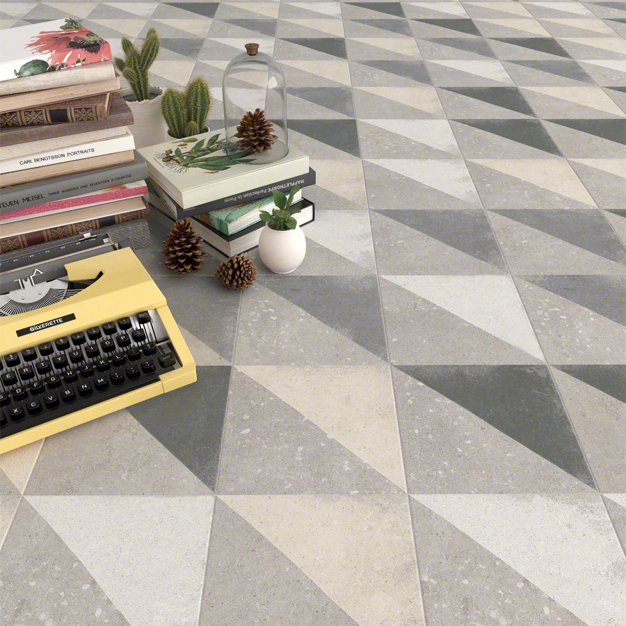 Carrelage Style Ancien Triangulaire 20x20 Cm Tirol Gris Mix - 1m² – Image 2