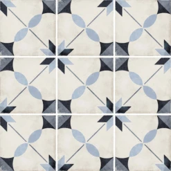 Carrelage Style Ciment étoile Bleue 20x20 Cm ART NOUVEAU ARCADE BLUE 24411 - 1m²