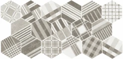 Carrelage Tomette Décoré 17.5x20 - HEXATILE CEMENT GEO GREY 22101 - R10 - 0.71m²