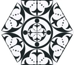 Carrelage Tomette Décorée CARNA BLACK 28.5X33 - 1 M²