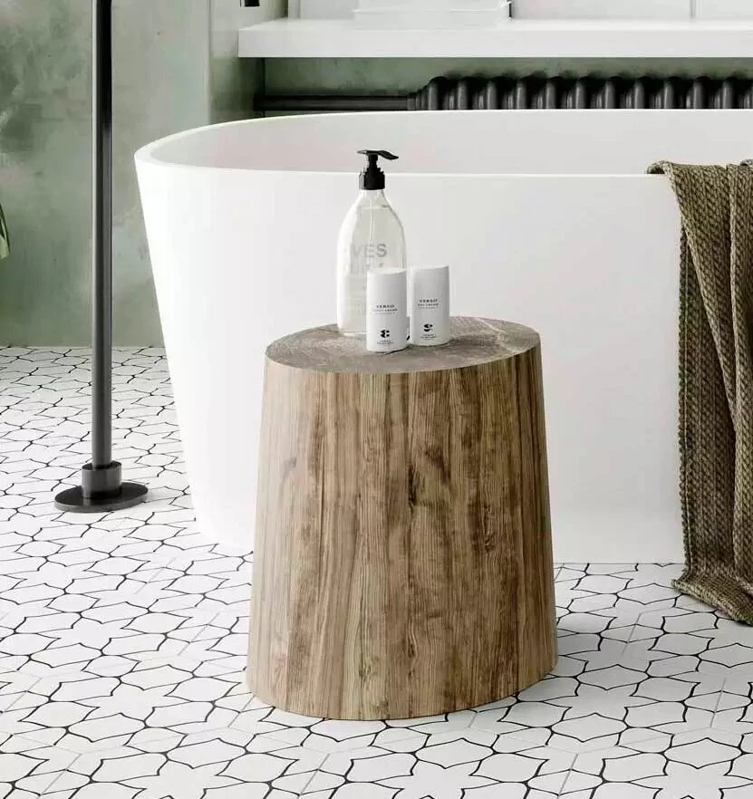 Carrelage Tomette Décorée KERNA WHITE 28.5X33 - 1 M² – Image 3