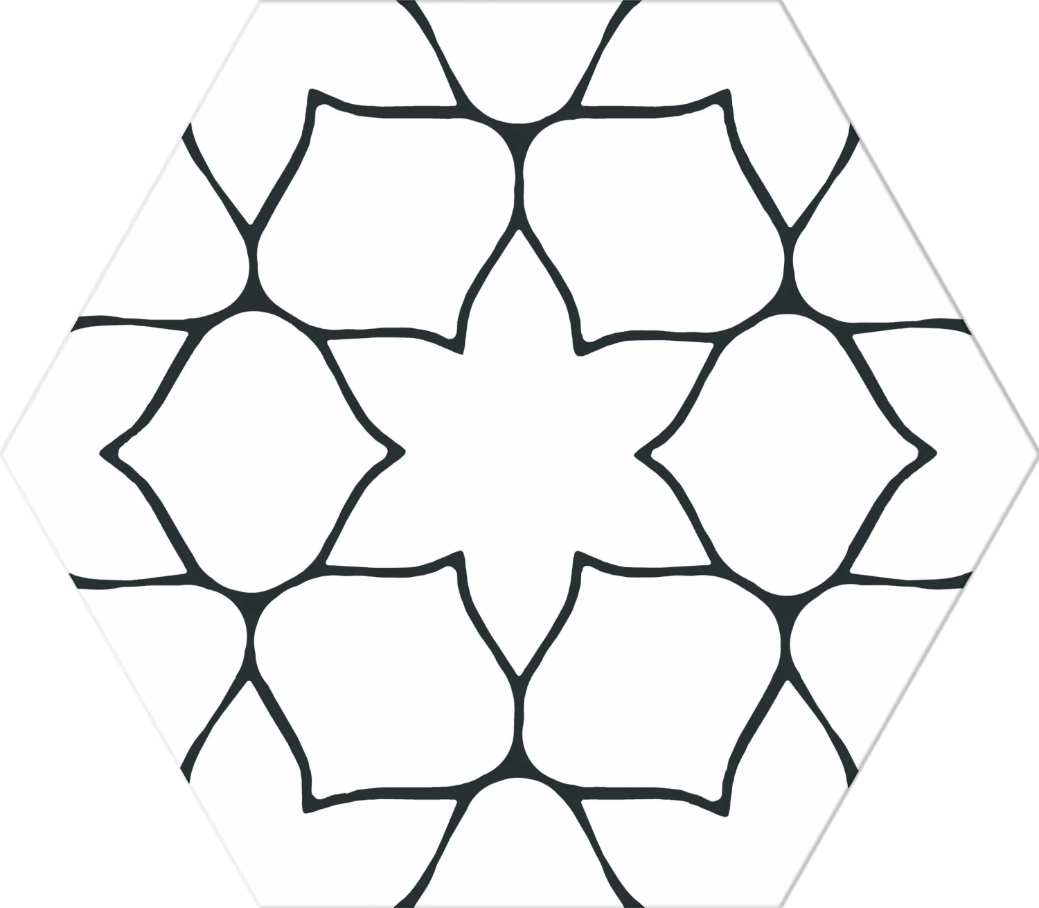 Carrelage Tomette Décorée KERNA WHITE 28.5X33 - 1 M²