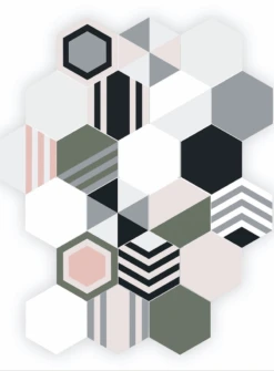 Carrelage Tomette Décorée Style Ciment Pastel 14x16 Cm ORLANDO - 0.47m²