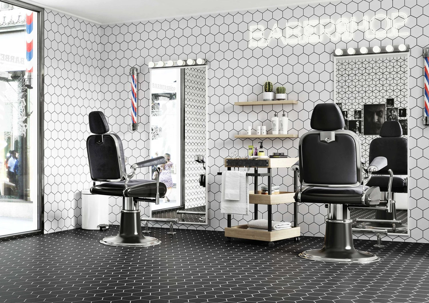 Carrelage Tomette Noire Mate Effet Joint Blanc 26.5x51 Cm HEX BLACK - 0.95m² – Image 2