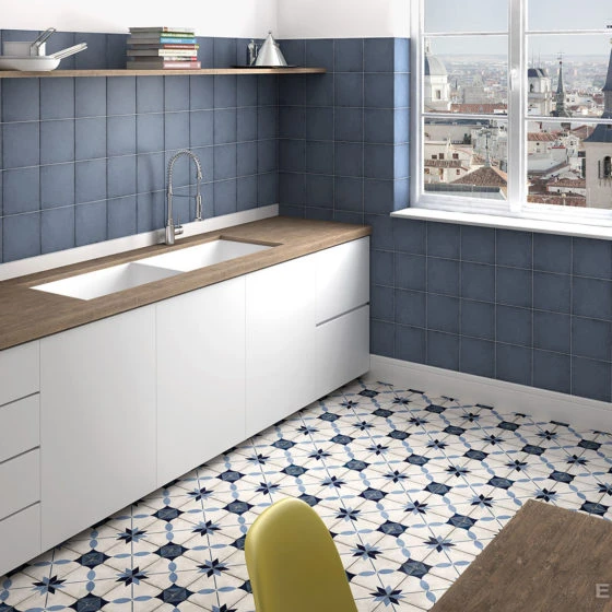 Carrelage Uni Vieilli Bleu 20x20 Cm ART NOUVEAU NAVY BLUE 24397 - 1m² – Image 3