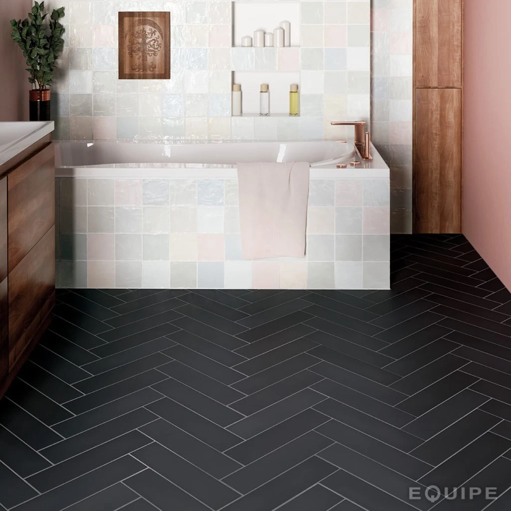 Chevron Uni Sol Ou Mur 9x 36cm STROMBOLI ANTHRACITE BLACK CITY 25897 - 0.65m² – Image 2